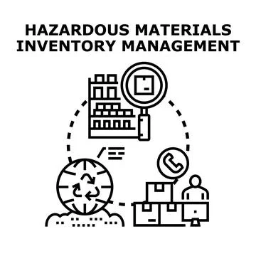 Hazardous materials inventory management and waste disposal concept Stock Illustration