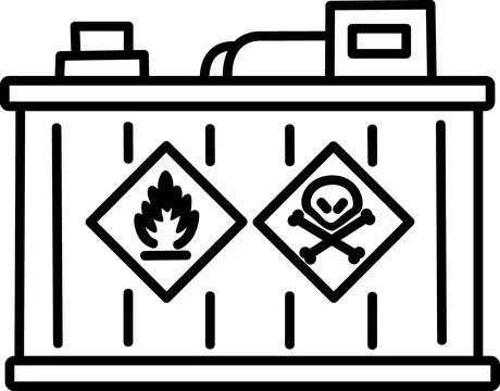 Hazardous materials storage unit with warning labels Stock Illustration