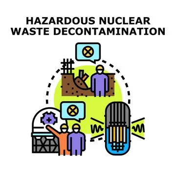 Hazardous nuclear waste decontamination process protecting environment Stock Illustration