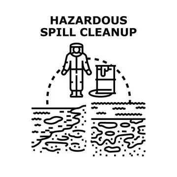Hazardous spill cleanup preventing environmental disaster and pollution Stock Illustration