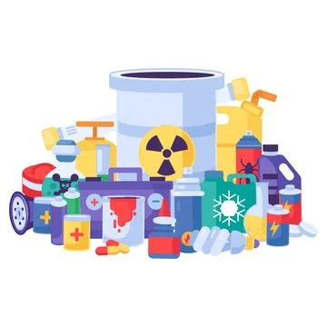 Hazardous Substances Containers Piled Up Big Pile Stock Illustration
