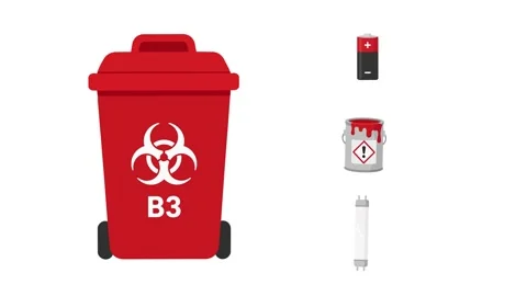 Hazardous waste bin animated sorting biohazard trash in 4k isolated on whit.. Stock-Footage 342539800