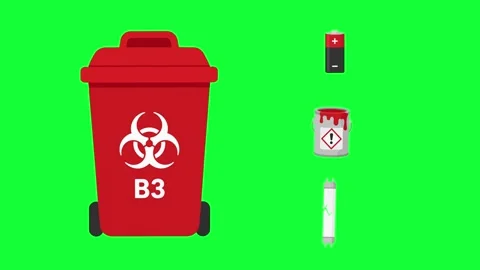 Hazardous waste bin animated sorting biohazard trash in 4k green screen bac.. Stock-Footage 342539806