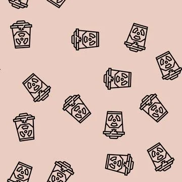 Hazardous waste container line vector seamless pattern Illustrazione stock