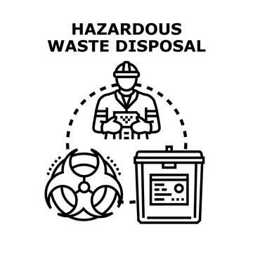 Hazardous waste disposal process managing special materials Stock Illustration
