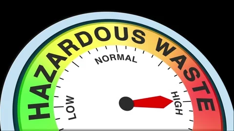 Hazardous Waste Level Text or Word  Low and Normal to High Meter Concept Stock Footage 288649116