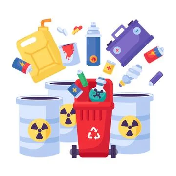 Hazardous Waste Recycling Cartoon Solid Container Stock Illustration