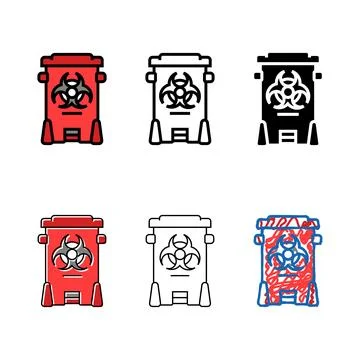 Hazardous waste sorting color styleset icon vector Stock Illustration