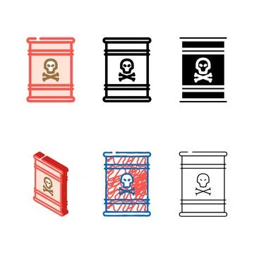 Hazardous waste sorting color types icon vector Stock Illustration