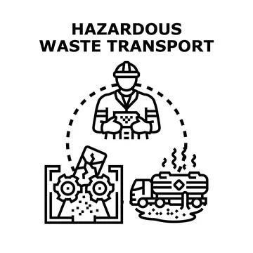 Hazardous waste transport managing process with professional worker Stock Illustration