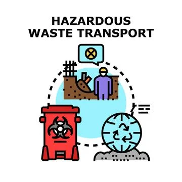 Hazardous waste transporting process and waste management Stock Illustration
