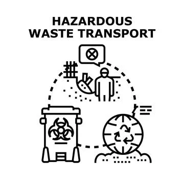 Hazardous waste transporting process and waste management Stock Illustration