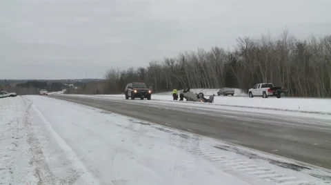 Hazardous Winter Driving Stock Footage 54710521
