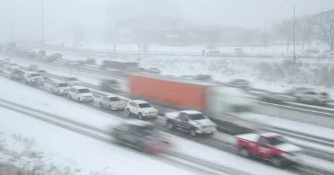 Hazardous Winter Driving Stock Footage 61282282