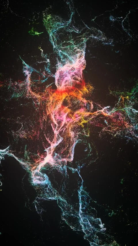 Haze Of Shining Particles And Dots Is Scattering In Black Space Stock Footage 261660016