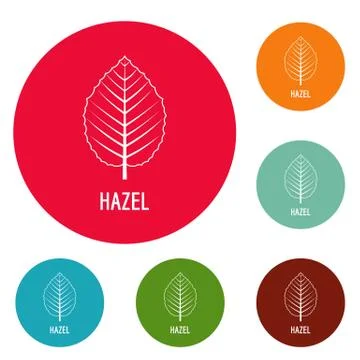 Hazel leaf icons circle set Stock Illustration