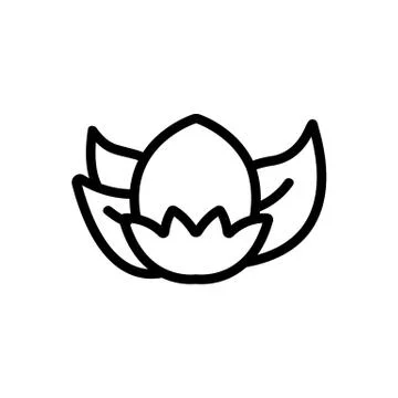 Hazelnut and shell icon vector outline illustration Stock Illustration