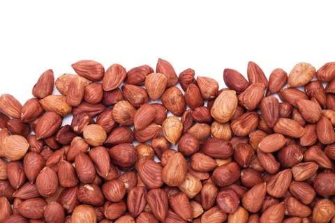 Hazelnut background with copy space Stock Photos