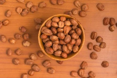 Hazelnut into a bowl Stock Photos