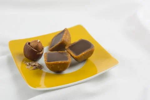 Hazelnut caramel sweets Fotos Stock