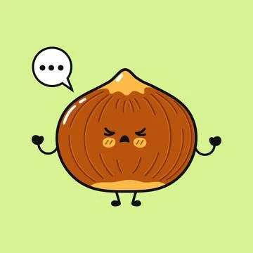 Hazelnut character feeling angry and expressing frustration with speech bubbl Stock Illustration