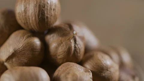 Hazelnut closeup. Rotating nuts background, nobody Video stock 90800812