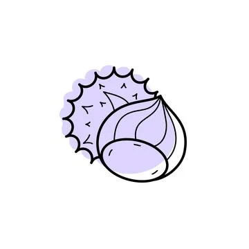 Hazelnut with color shadow vector icon in autumn set Stock Illustration