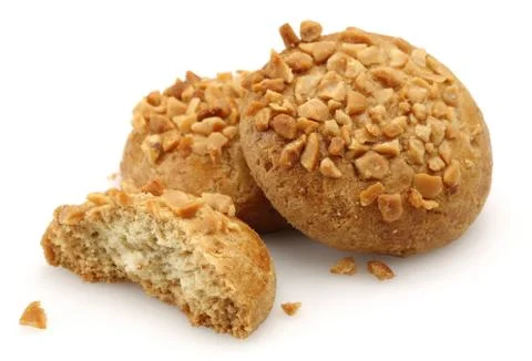 Hazelnut cookies on white background Stock Photos