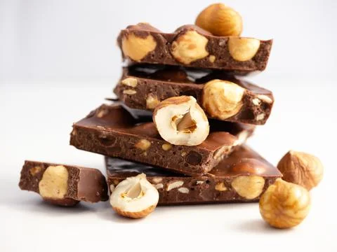 Hazelnut dark chocolate Stock Photos
