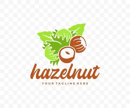 Hazelnut, filbert, cobnut, nut, leaves and plant, graphic design Stock Illustration