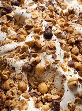 Hazelnut flavour gelato - full frame detail. Stock Photos