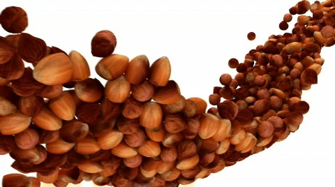 Hazelnut flow with slow motion Stock Footage 745625