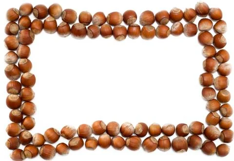 Hazelnut frame Stock Photos
