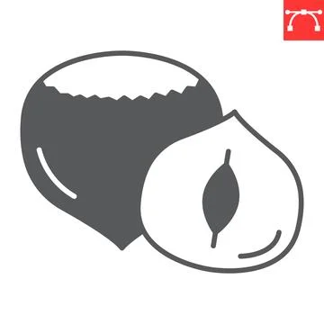 Hazelnut glyph icon 스톡 일러스트
