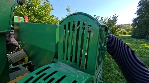 Hazelnut Harvesting Machine Operating in Orchard Stock-Footage 345501681