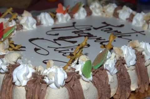 Hazelnut ice-cream cake for a birthday Stock Photos