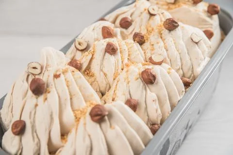 Hazelnut ice cream Stock Photos