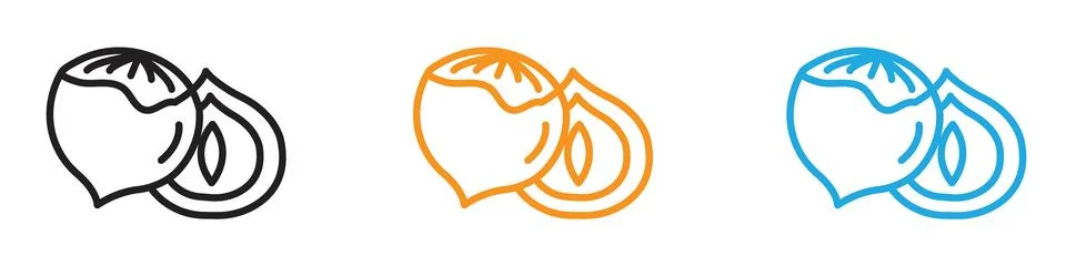 Hazelnut icon vector logo set collection for web app ui Illustrazione stock