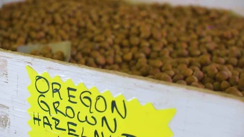 Hazelnut kept for sale in a container Stock Footage 87802769