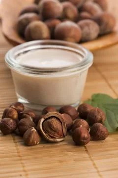 Hazelnut milk Stock Photos