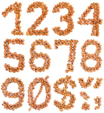 Hazelnut numbers Stock Photos