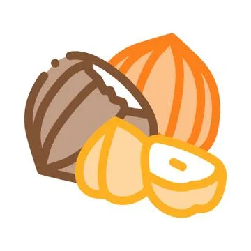 Hazelnut nut icon vector outline illustration Illustrazione stock