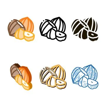 Hazelnut nut icon vector pack outline Stock Illustration
