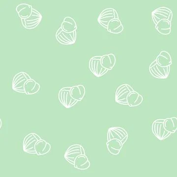 Hazelnut nut line seamless pattern Stock Illustration