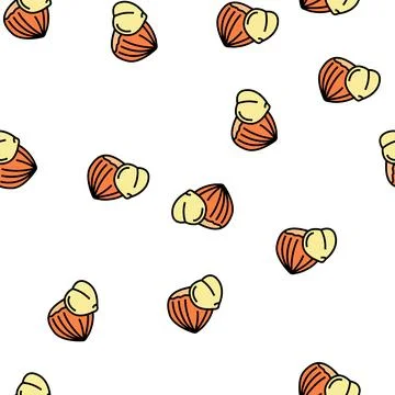Hazelnut nut vector seamless pattern Stock Illustration