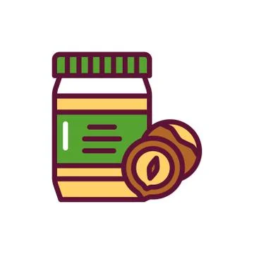 Hazelnut paste color line icon. Isolated vector element. Stock Illustration
