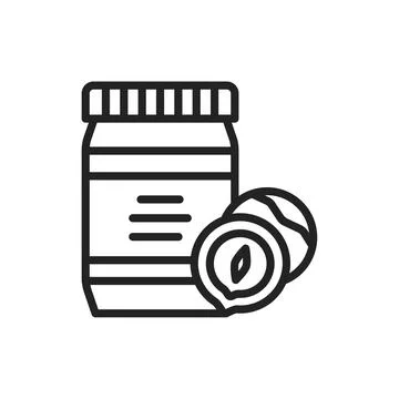 Hazelnut paste color line icon. Isolated vector element. Stock Illustration