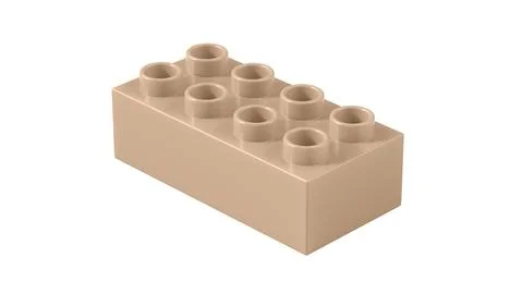 Hazelnut Plastic Lego Block Isolated on a White Background. Stock-Illustration