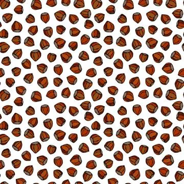 Hazelnut Seamless Endless Pattern. Whole Unpeeled Hazelnut. Autumn or Fall Ha Stock Illustration