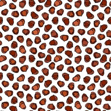 Hazelnut Seamless Endless Pattern. Whole Peeled Hazelnut. Autumn or Fall Harv Stock Illustration